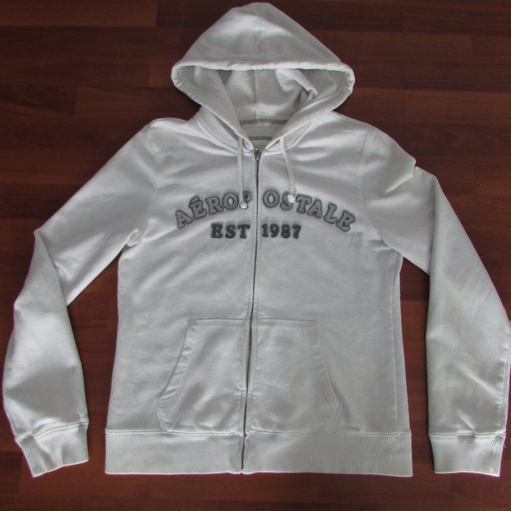 Aeropostale Y2K White Zip Front Hoodie - Picture 3 of 13